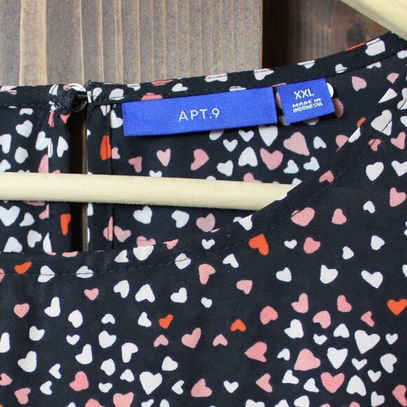 Apt 9 XXL Pink heart Print 3/4 Sleeve Blouse - Picture 2 of 8